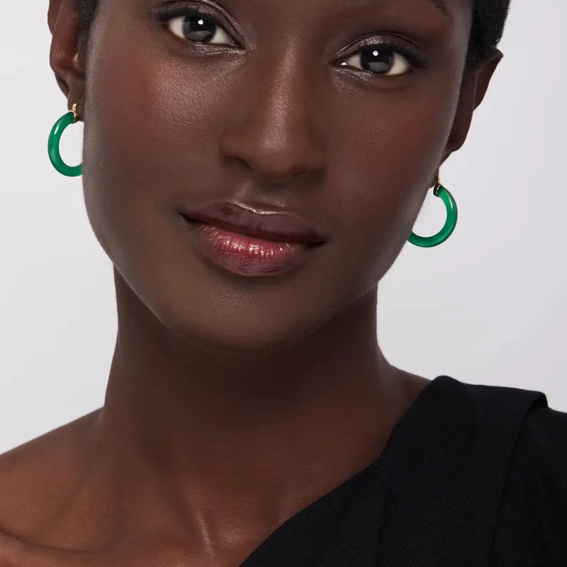 14kt Green Chalcedony Hoops