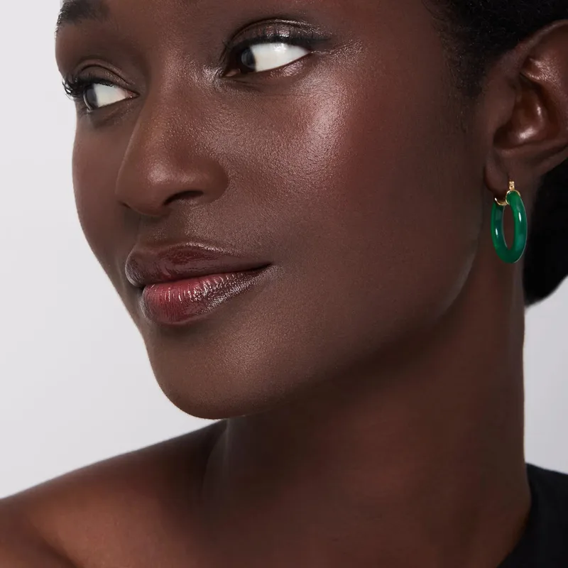 14kt Green Chalcedony Hoops