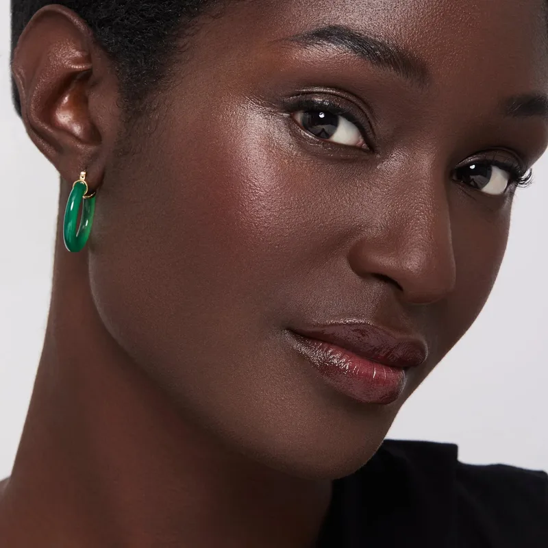 14kt Green Chalcedony Hoops