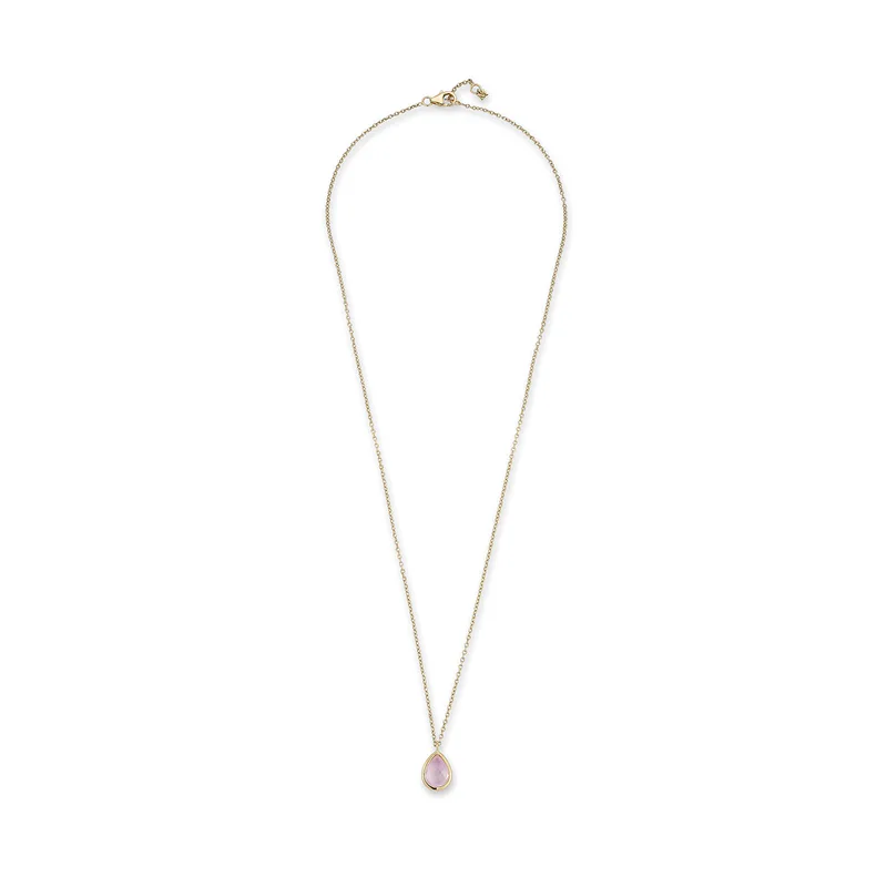 14kt Pink Topaz Bezel Pear Drop Necklace