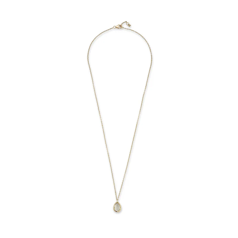 14kt Green Amethyst Bezel Pear Drop Necklace