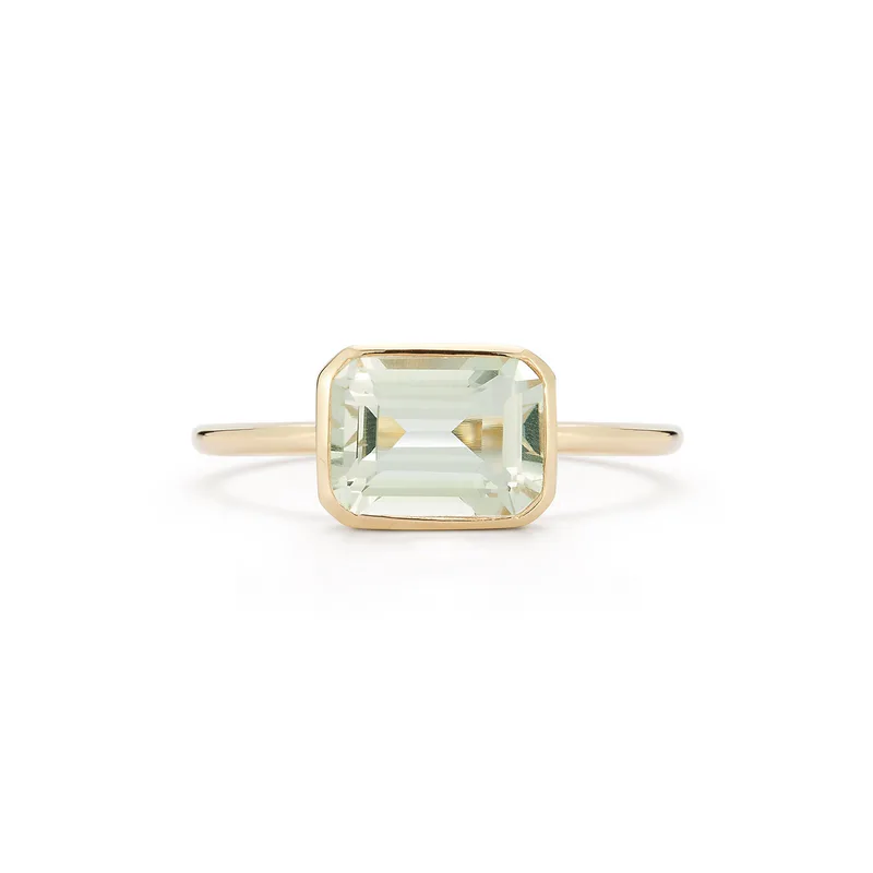 14kt Green Amethyst Bezeled Ring