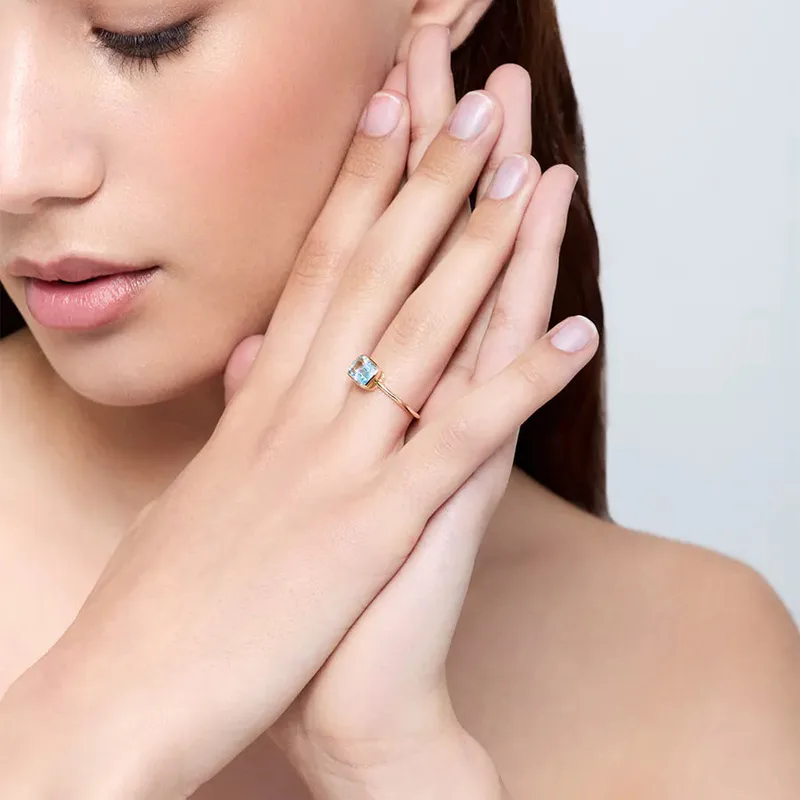 14kt Blue Topaz Bezel Ring