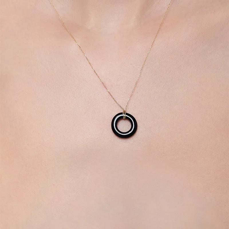 14kt Onyx Donut Necklace