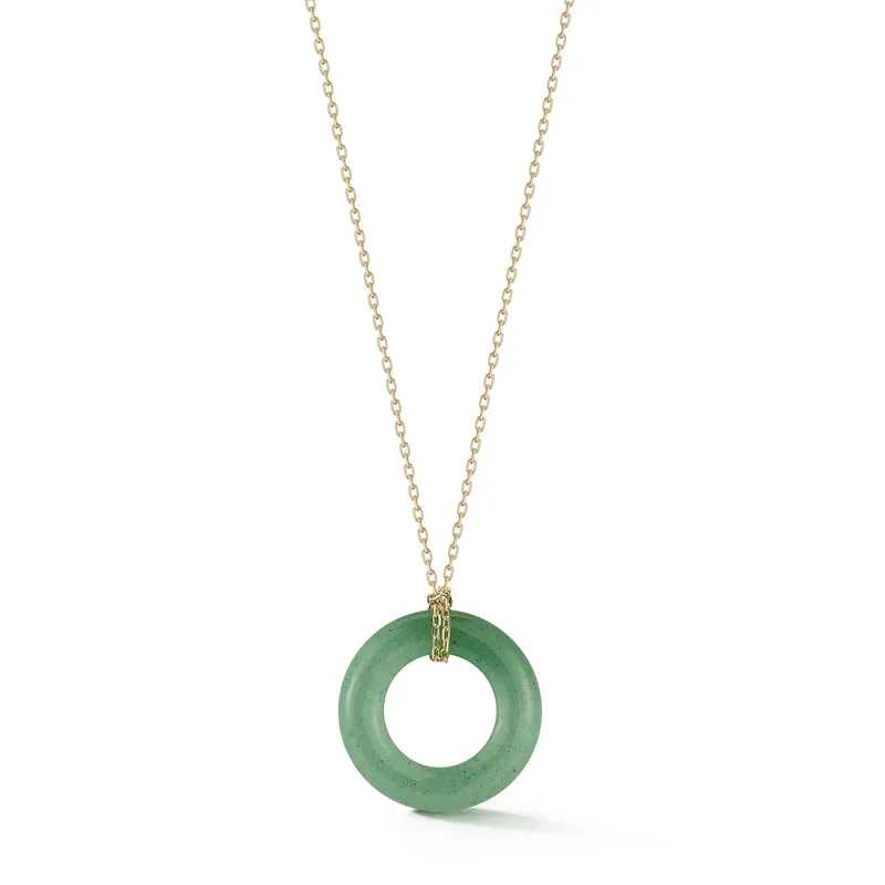14kt Jade  Donut Necklace