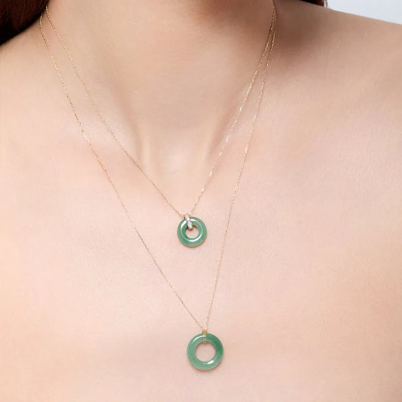 14kt Jade  Donut Necklace
