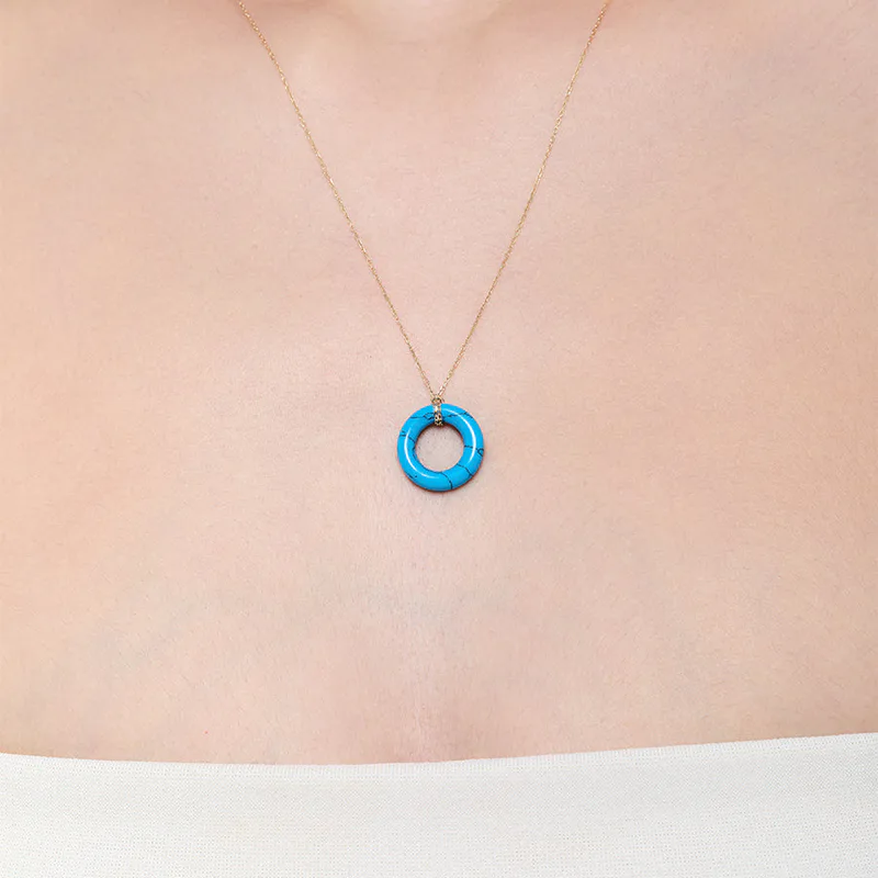 14kt Turquoise Donut Necklace