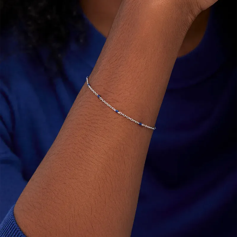 Blue Enamel Station Chain Bracelet