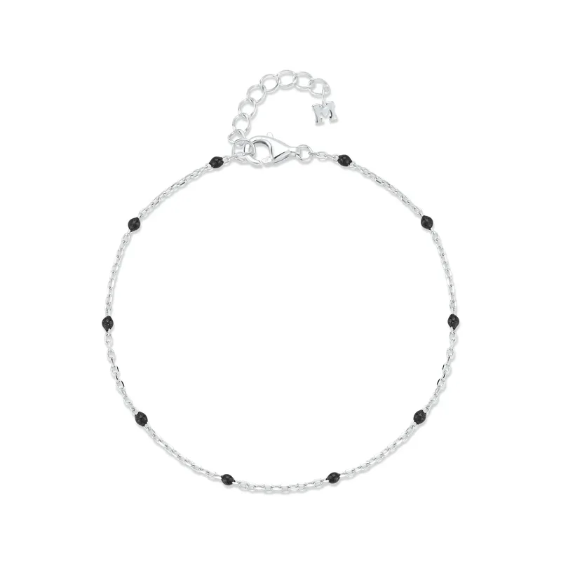 Black Enamel Station Chain Bracelet