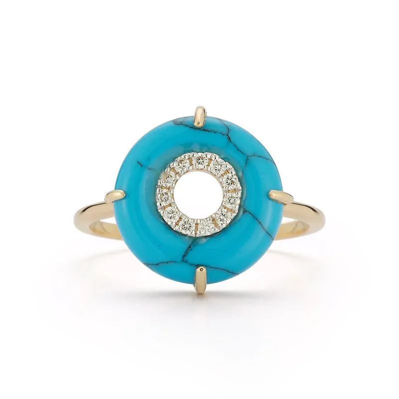 14kt Turquoise and Diamond Donut Ring