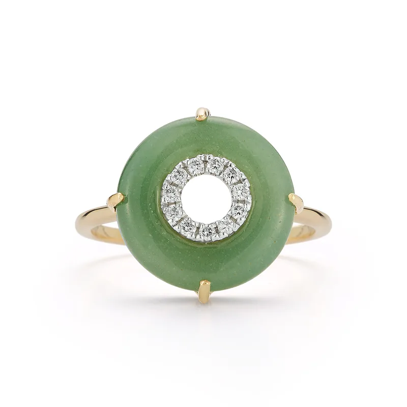 14kt Jade and Diamond Donut Ring