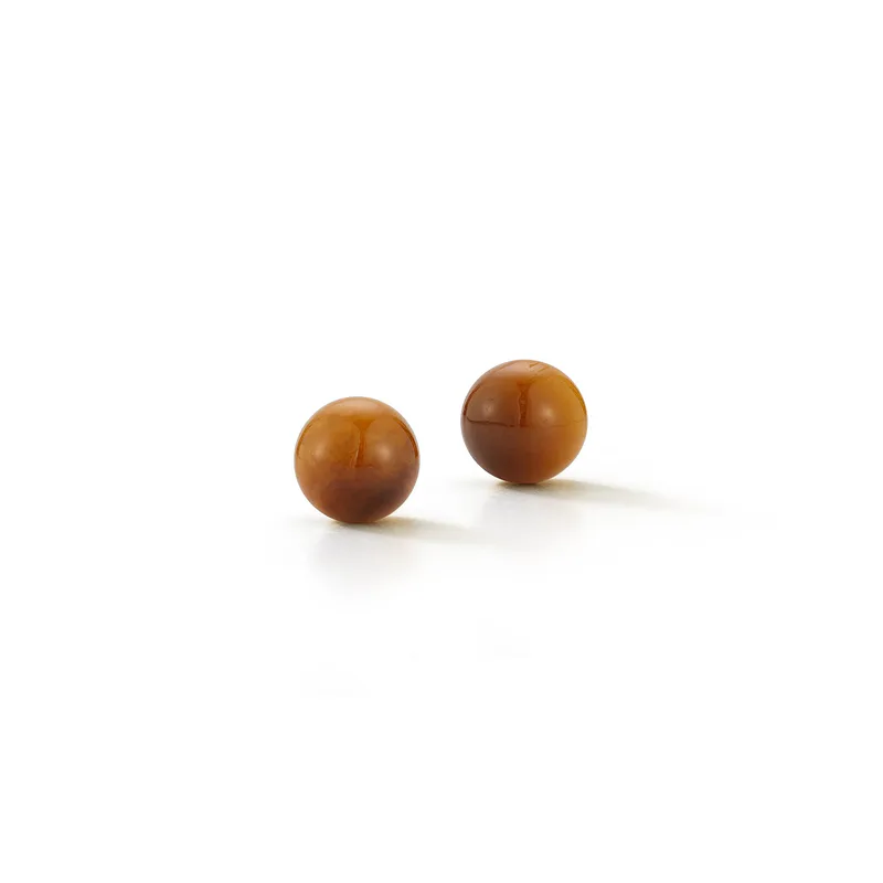 14kt 6mm Tigers Eye Studs