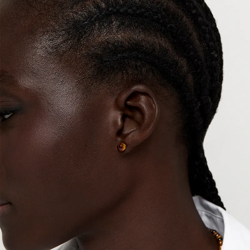 14kt 6mm Tigers Eye Studs