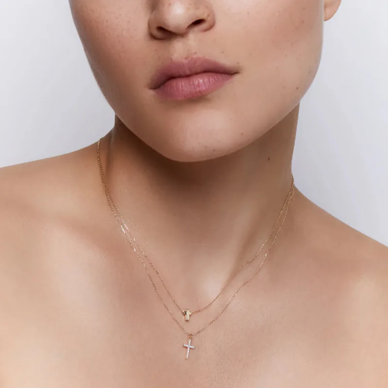 14kt Mini Suspended Cross Necklace