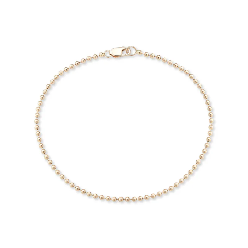 14kt 2mm Ball Chain Bracelet