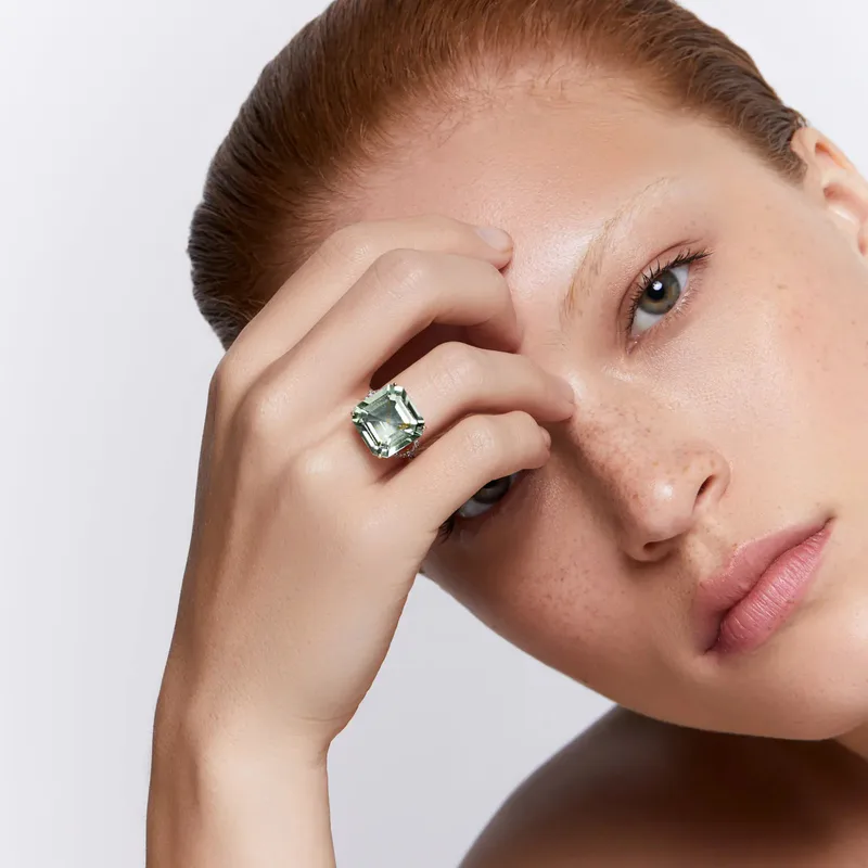 14kt Asscher Cut Green Amethyst Ring