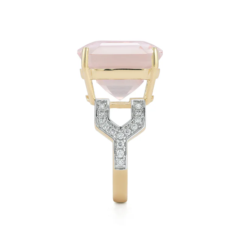 14kt Asscher Cut Pink Topaz Ring