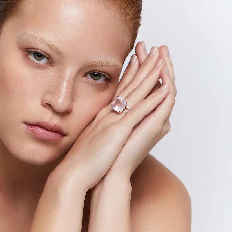 14kt Asscher Cut Pink Topaz Ring