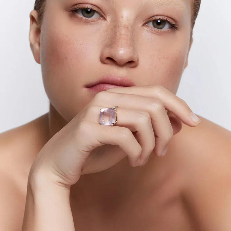14kt Asscher Cut Pink Topaz Ring