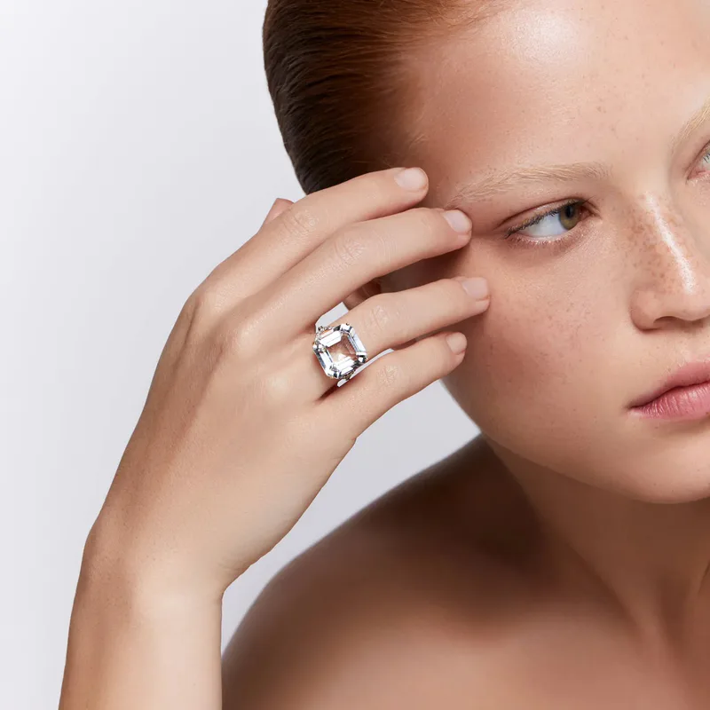 14kt Asscher Cut White Topaz Ring