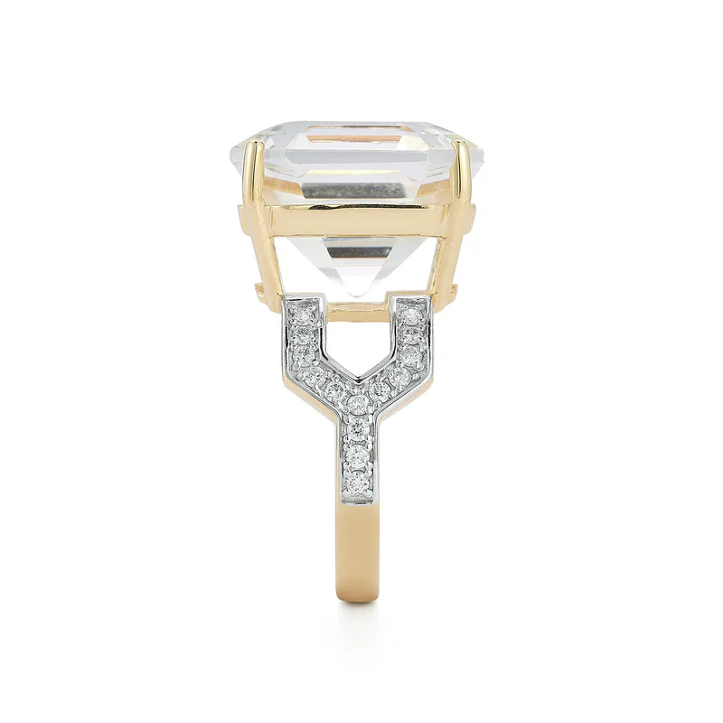 14kt Asscher Cut White Topaz Ring