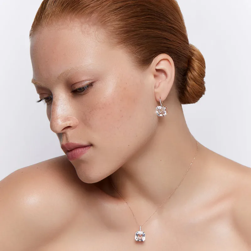 14kt Asscher Cut White Topaz Necklace