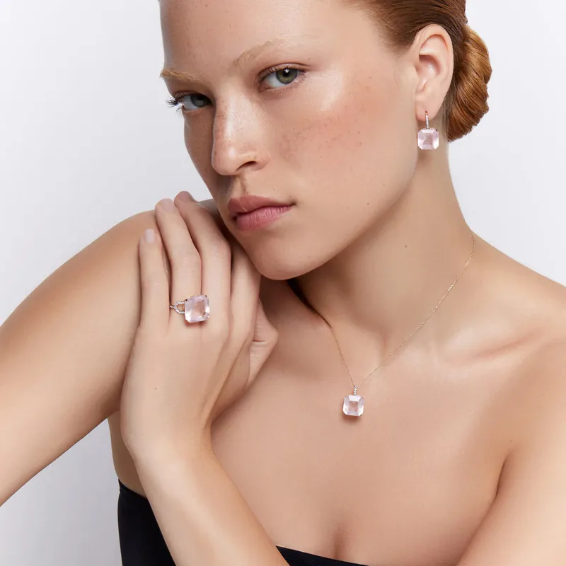 14kt Asscher Cut Pink Topaz Necklace