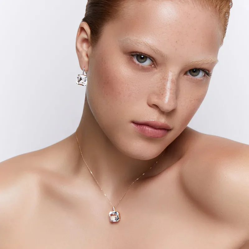 14kt Asscher Cut White Topaz Drop Earrings