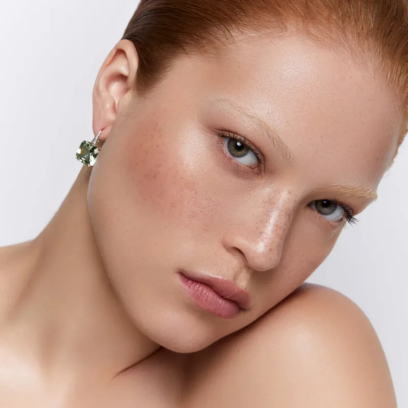 14kt Asscher Cut Green Amethyst Drop Earrings