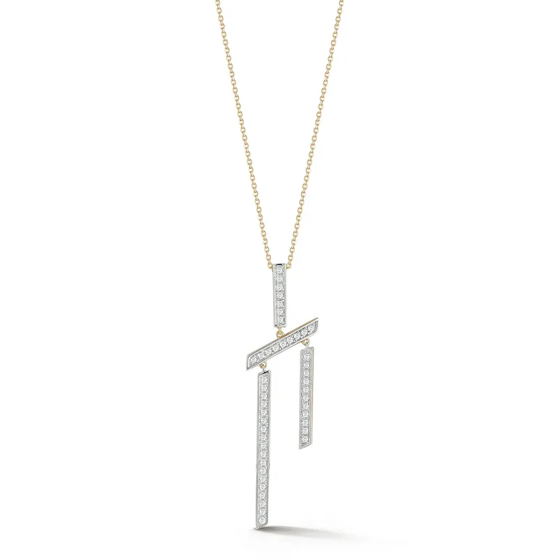 14kt Slanted Twin Bar Necklace
