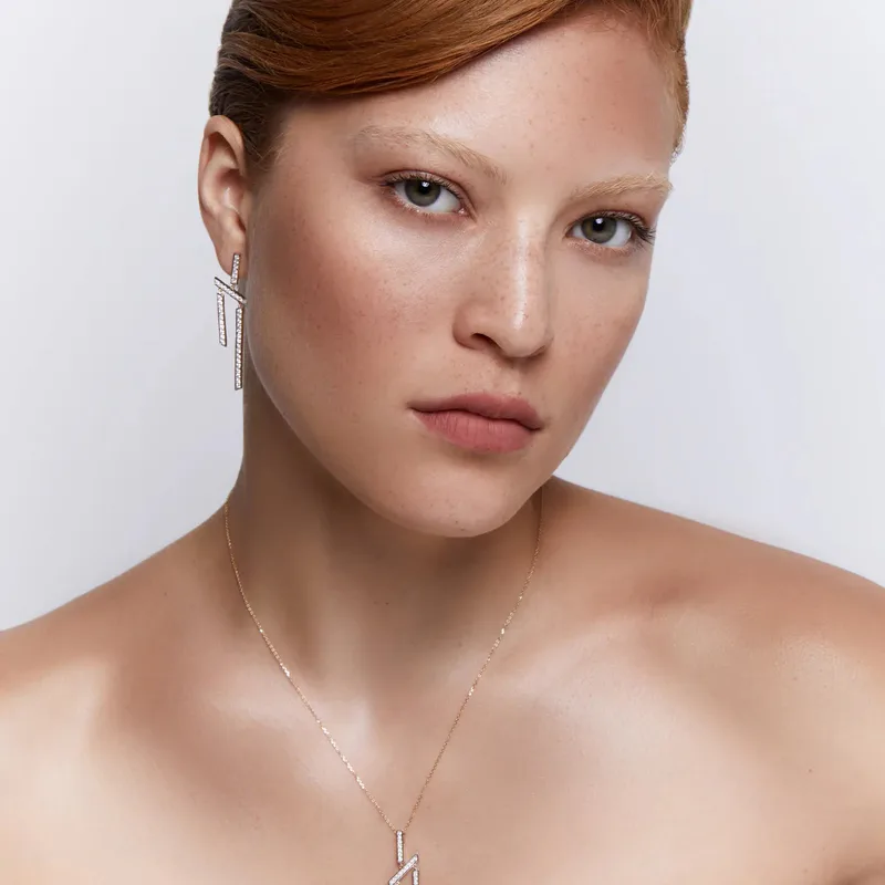14kt Slanted Twin Bar Necklace