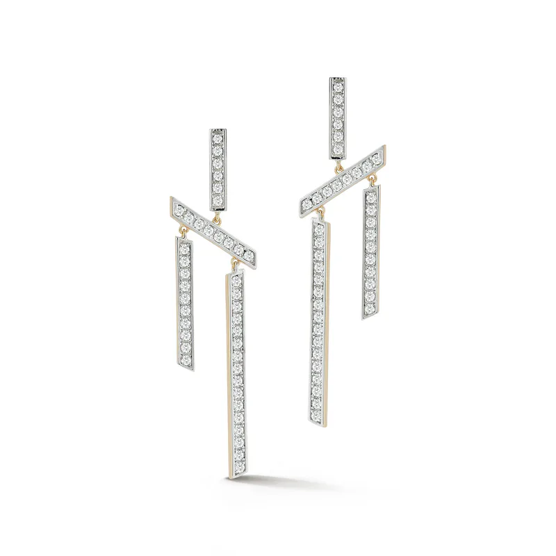 14kt Slanted Twin Bar Earrings