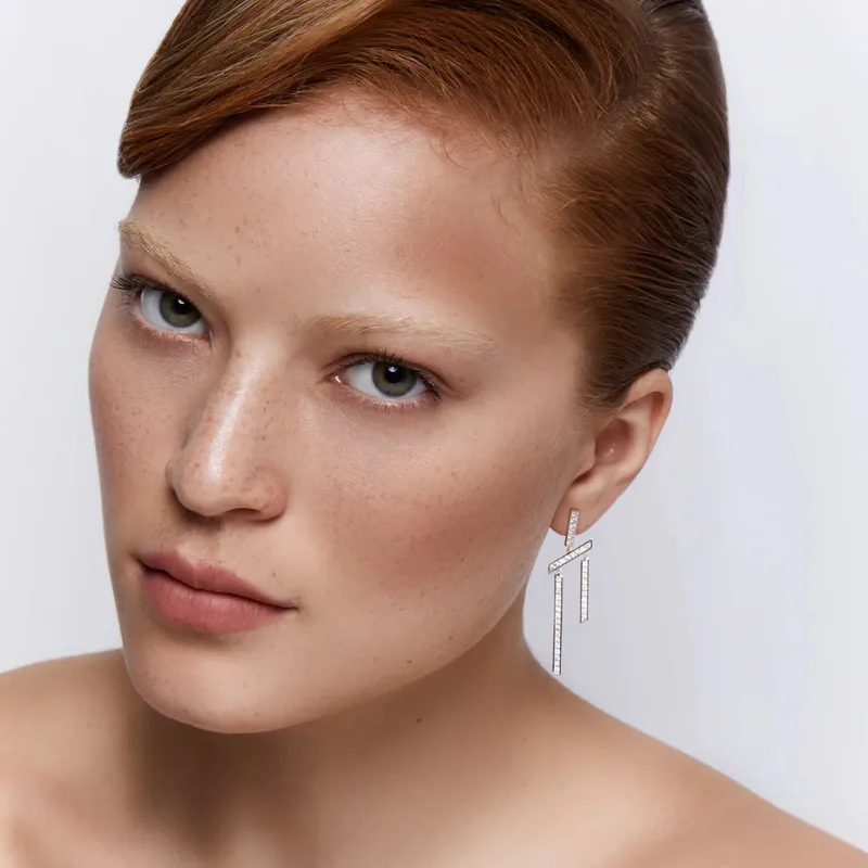 14kt Slanted Twin Bar Earrings