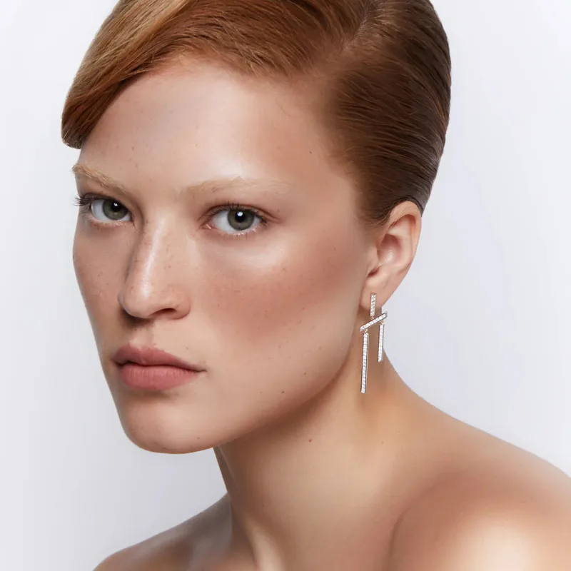 14kt Slanted Twin Bar Earrings