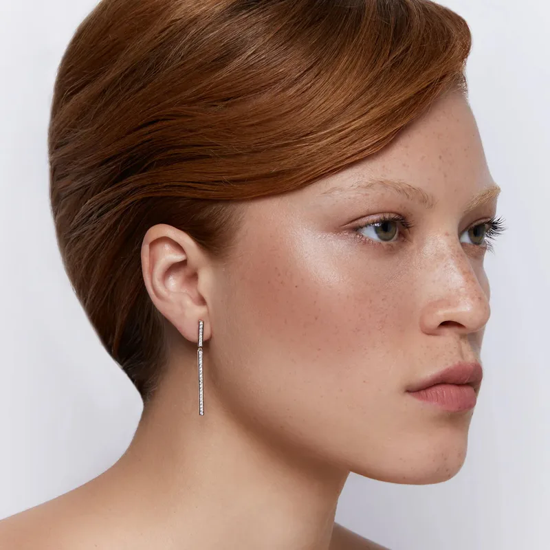 14kt Diamond Bar Drop Earrings