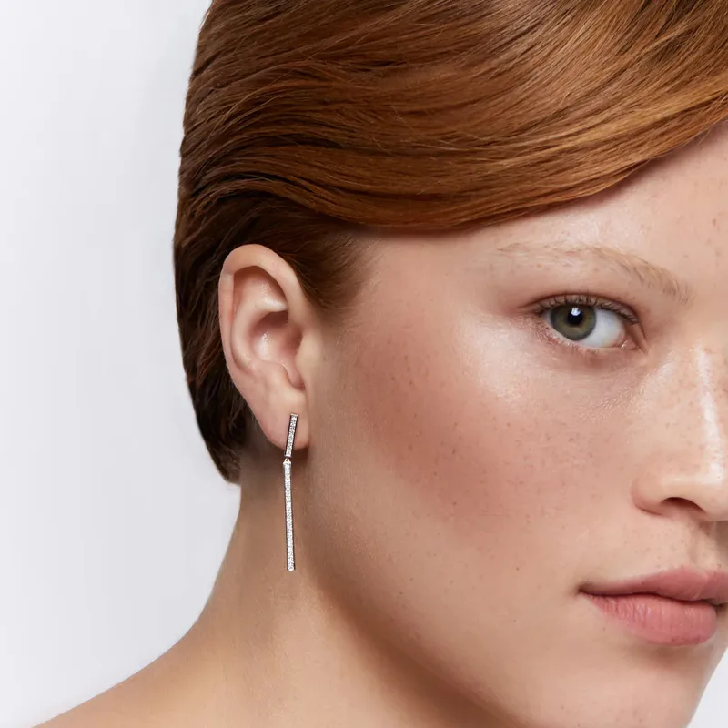 14kt Diamond Bar Drop Earrings