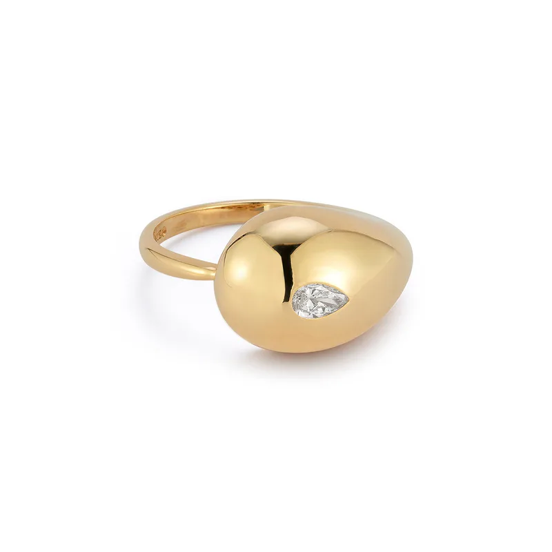 14kt Diamond Water Droplet Ring