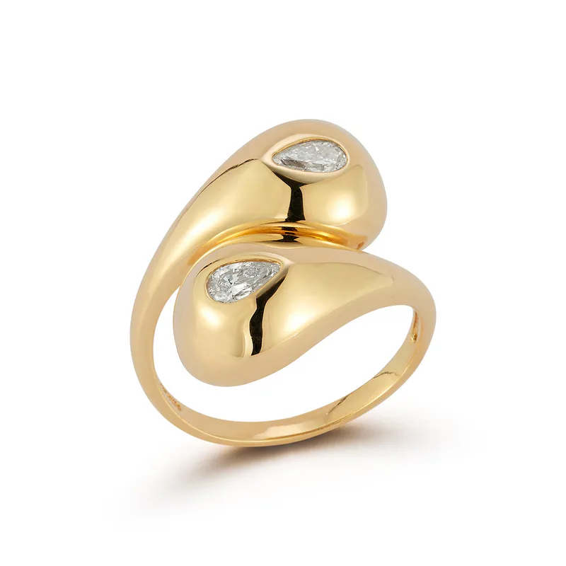14kt Twin Water Droplet Ring