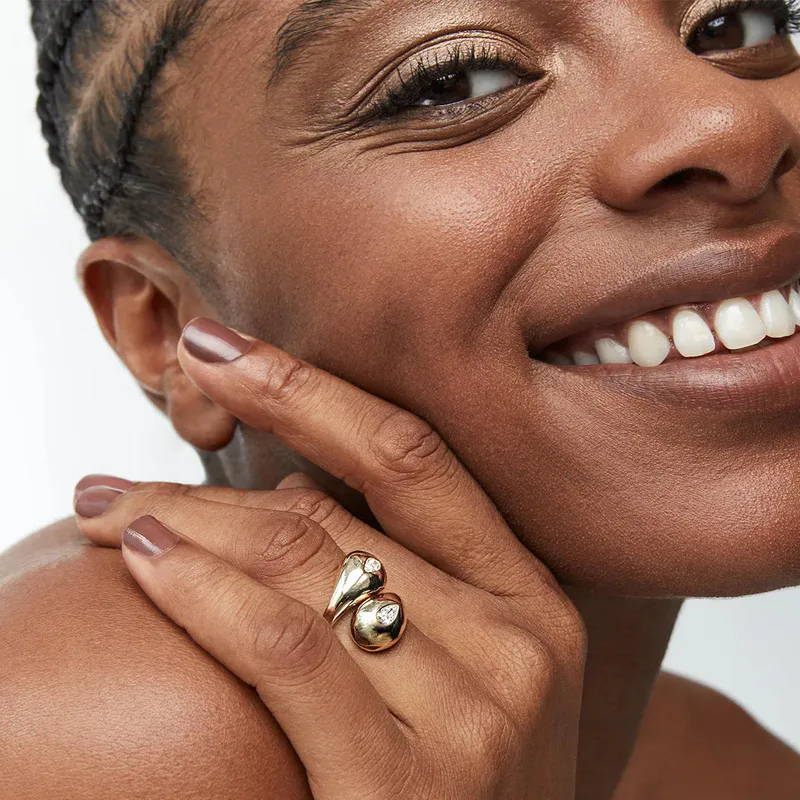 14kt Twin Water Droplet Ring