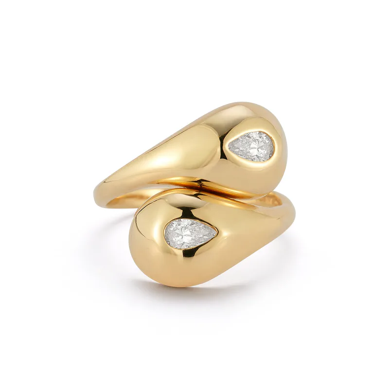14kt Twin Water Droplet Ring