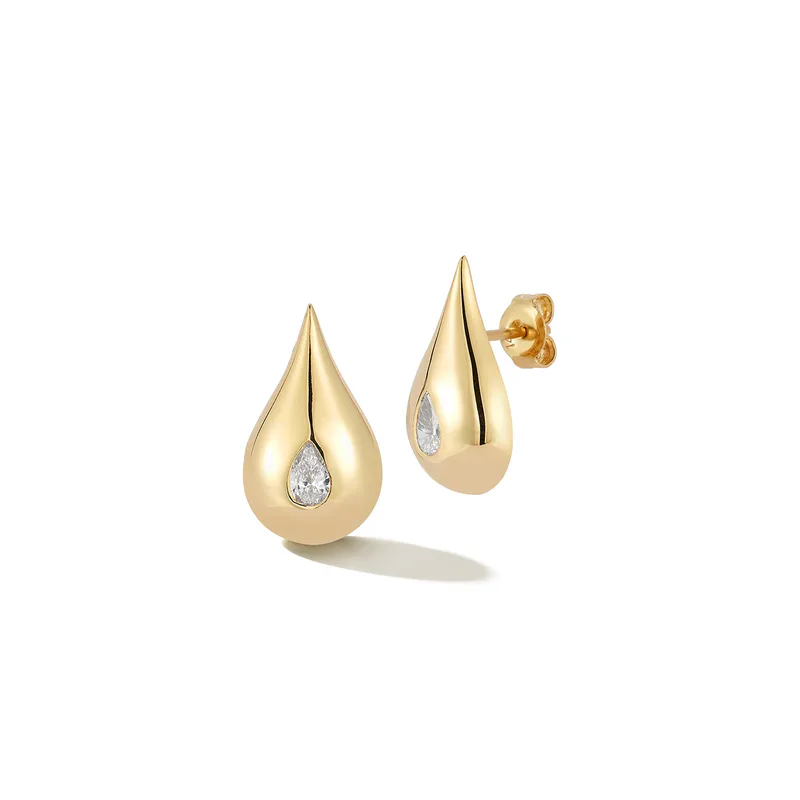 14kt Diamond Water Droplet Earrings