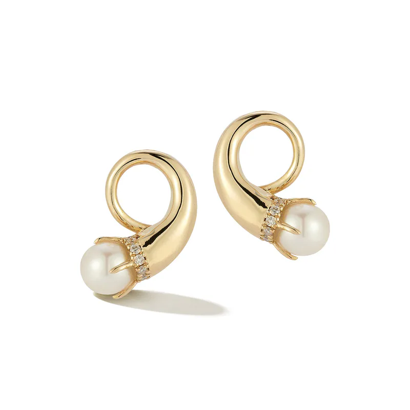 14kt Pearl Cornucopia Earrings