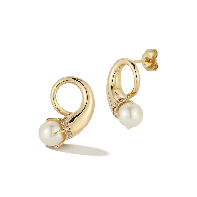 14kt Pearl Cornucopia Earrings