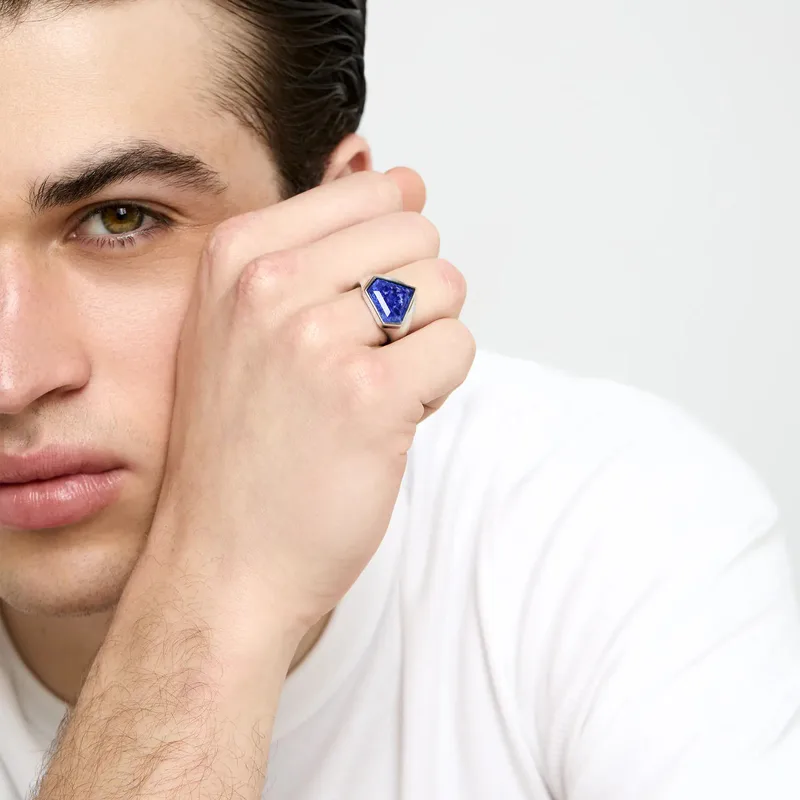 Lapis Pentagon Ring