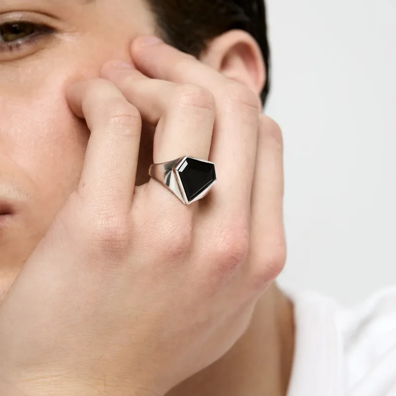 Onyx  Pentagon Ring