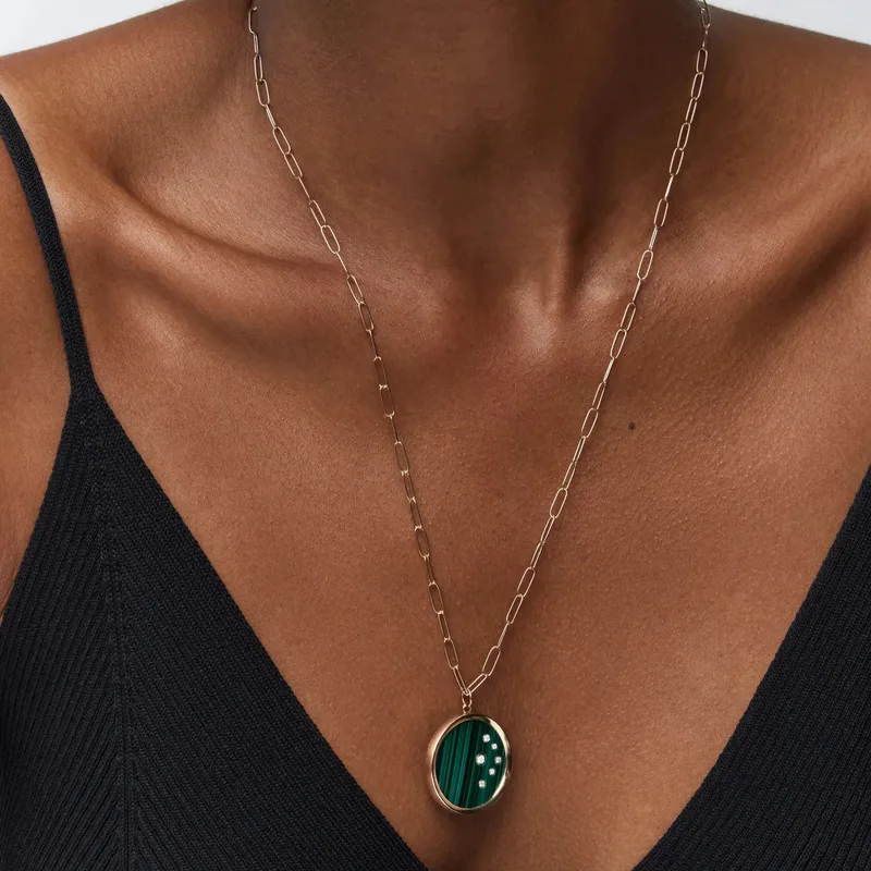 14kt Malachite Medallion