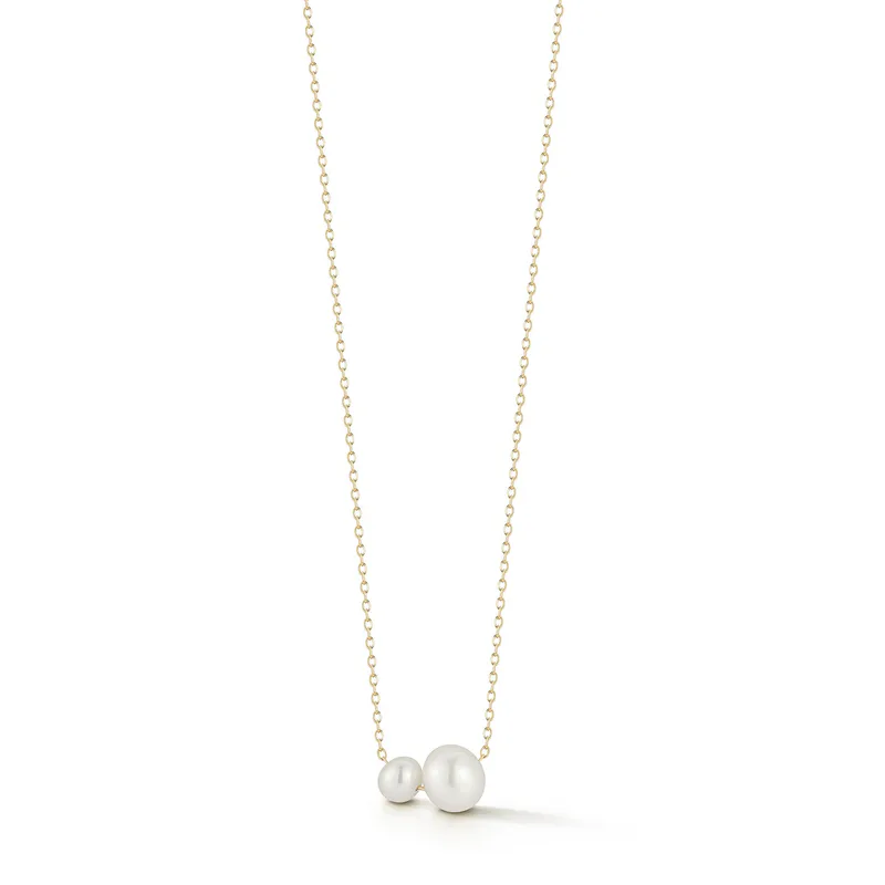 14kt Duo Suspended Pearl Necklace