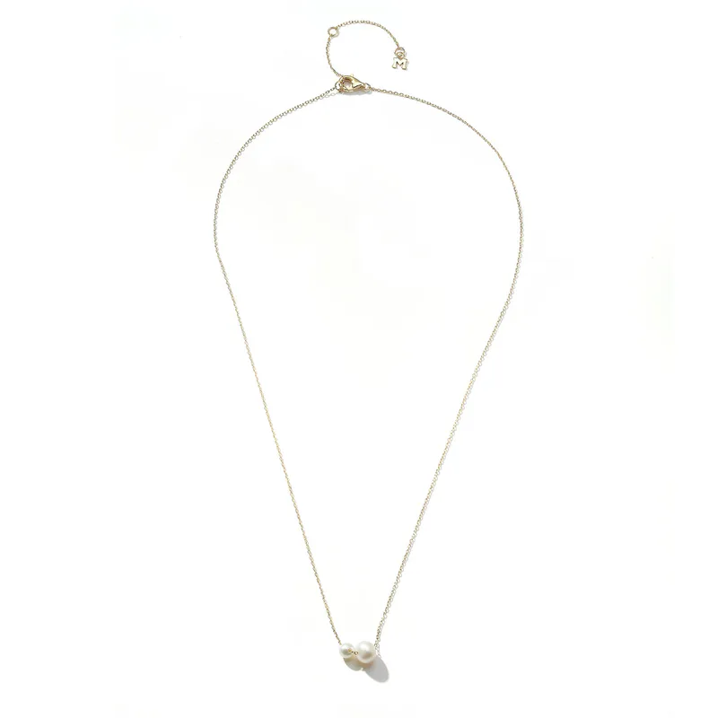14kt Duo Suspended Pearl Necklace