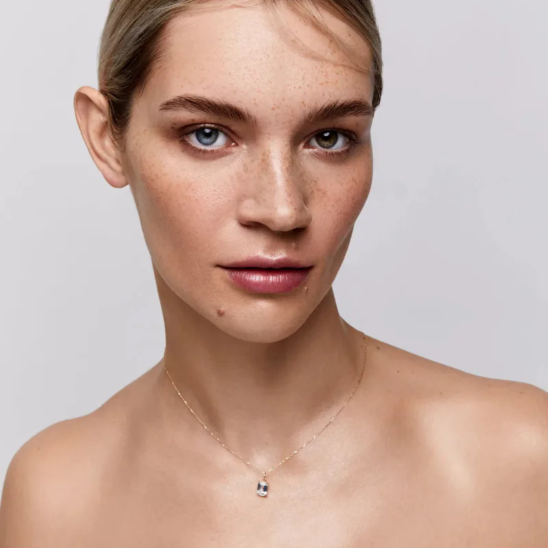 14kt Emerald Cut Green Amethyst Necklace
