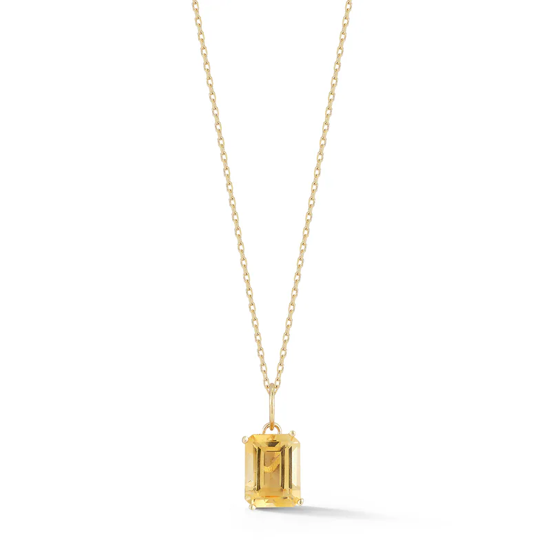 14kt Emerald Cut Citrine Necklace